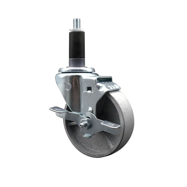 4'' Semi Steel Swivel 1-1/8'' Expanding Stem Caster with Brake